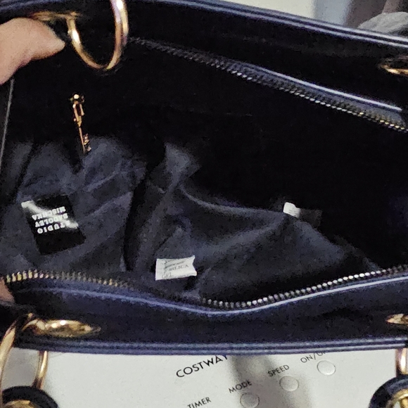 Badgley Mischka Tote with Chain Logo Eyelet in Dark Navy BRAND NEW! - Picture 5 of 14